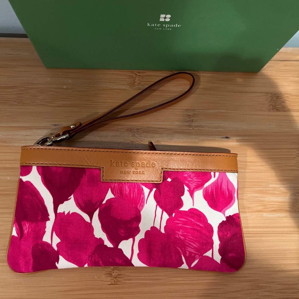 Kate Spade Leather Canvas Wristlet